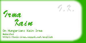 irma kain business card